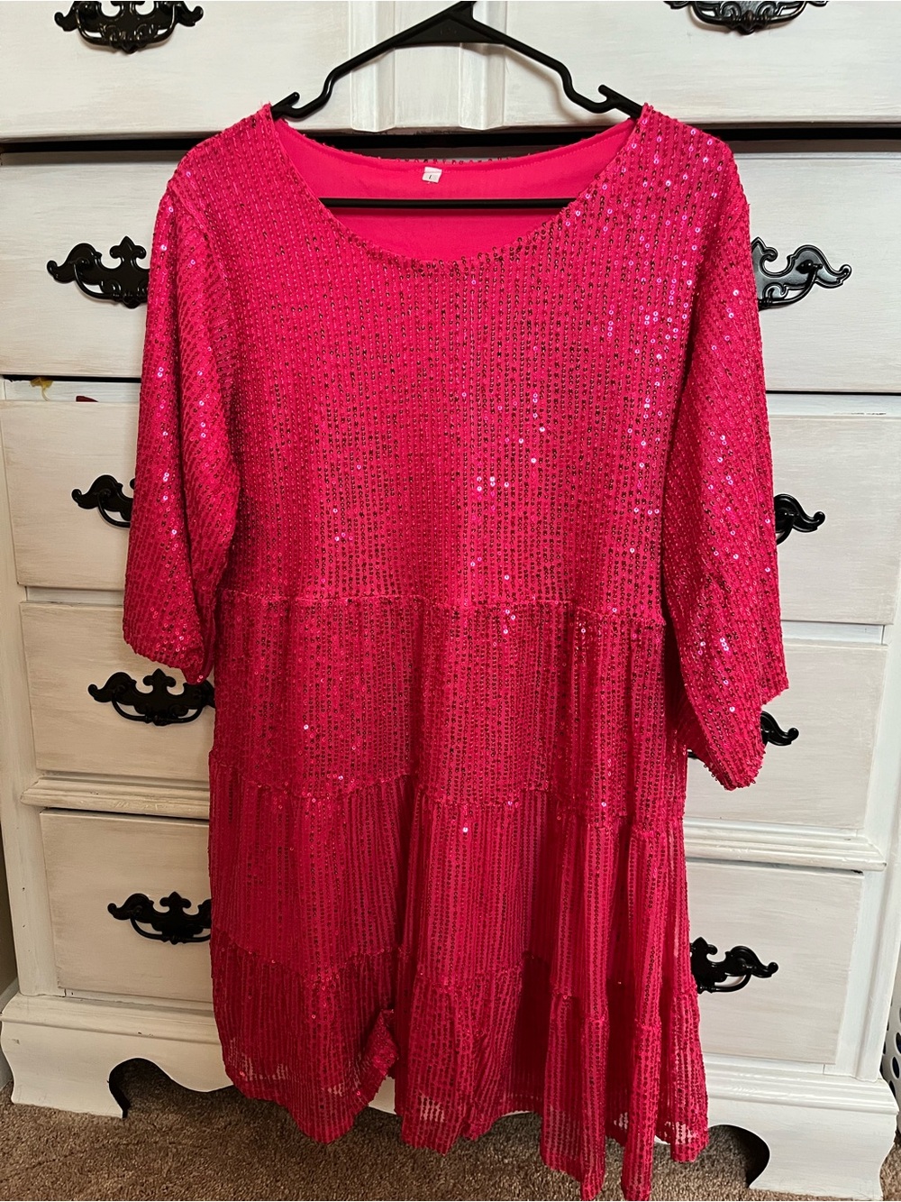 Hot Pink Sequin Party Dress